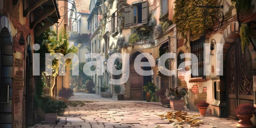 Beautiful old town background - Ai Generated