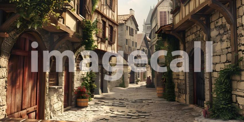 Beautiful old town background - Ai Generated