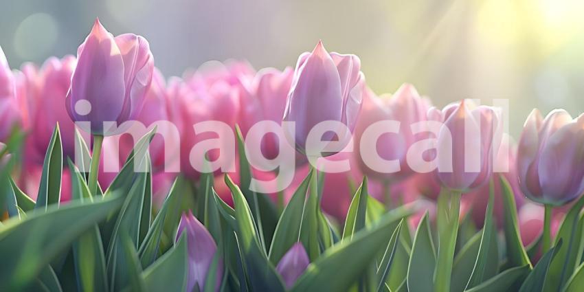 Beautiful spring tulips with space for text background - Ai Gene