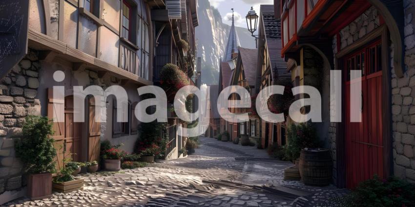 Beautiful old town background - Ai Generated