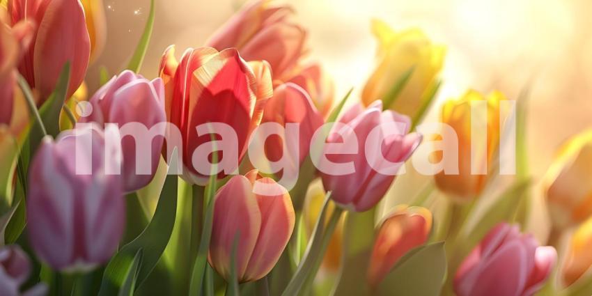 Beautiful spring tulips with space for text background - Ai Gene