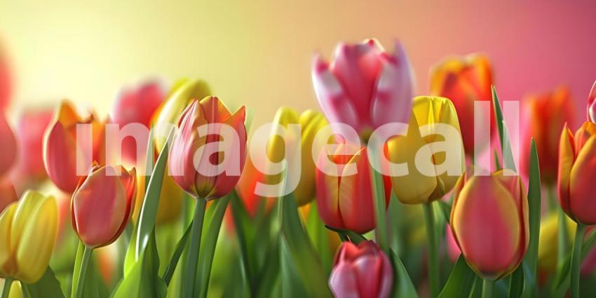Beautiful spring tulips with space for text background - Ai Gene