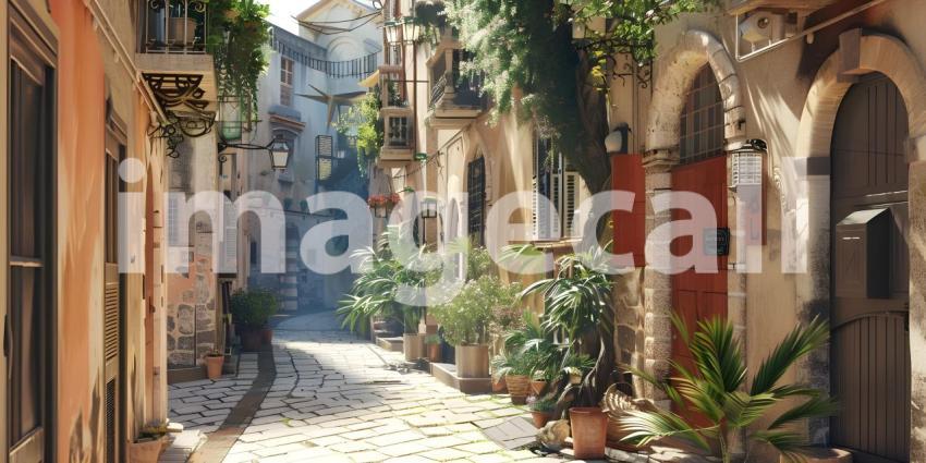 Beautiful old town background - Ai Generated