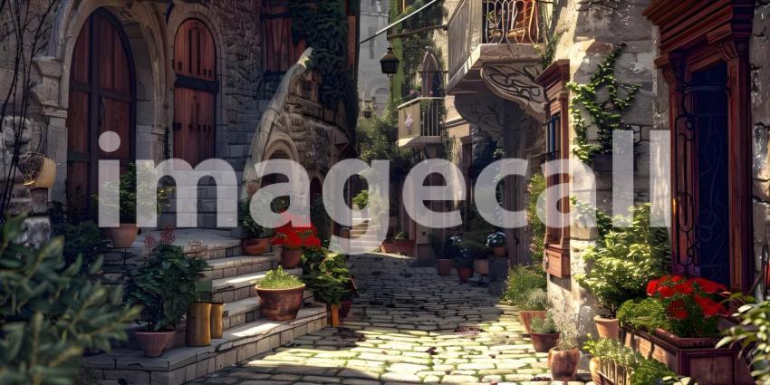 Beautiful old town background - Ai Generated