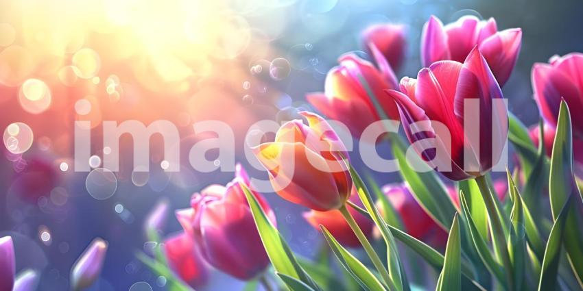 Beautiful spring tulips with space for text background - Ai Gene