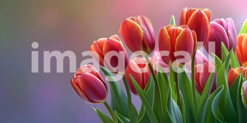 Beautiful spring tulips with space for text background - Ai Gene