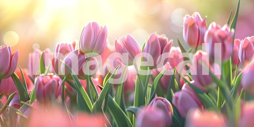 Beautiful spring tulips with space for text background - Ai Gene