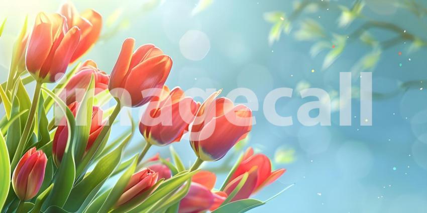 Beautiful spring tulips with space for text background - Ai Gene