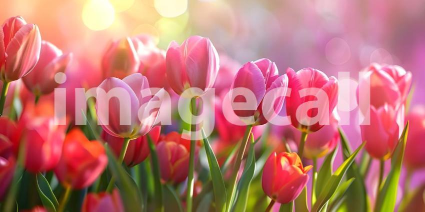 Beautiful spring tulips with space for text background - Ai Gene