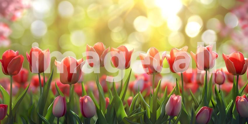 Beautiful spring tulips with space for text background - Ai Gene