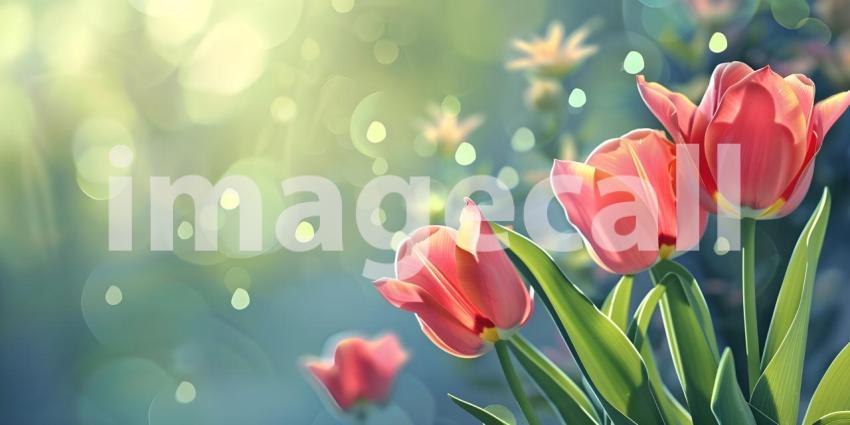 Beautiful spring tulips with space for text background - Ai Gene