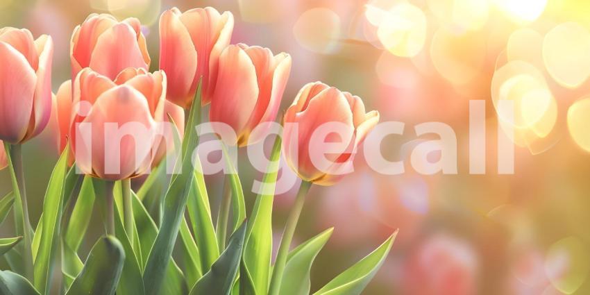 Beautiful spring tulips with space for text background - Ai Gene