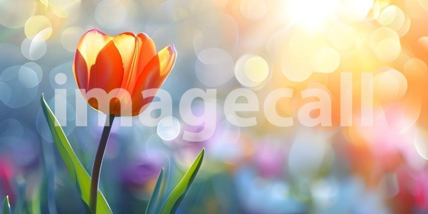 Beautiful spring tulips with space for text background - Ai Gene