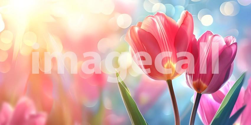 Beautiful spring tulips with space for text background - Ai Gene