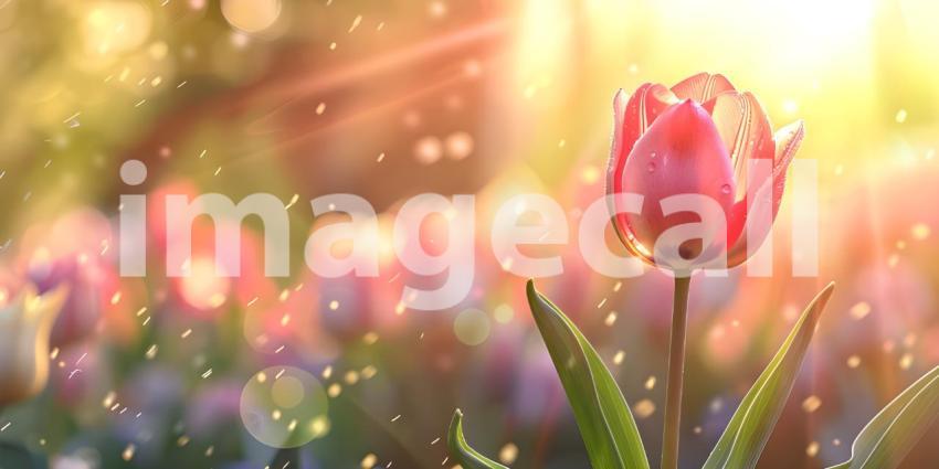 Beautiful spring tulips with space for text background - Ai Gene