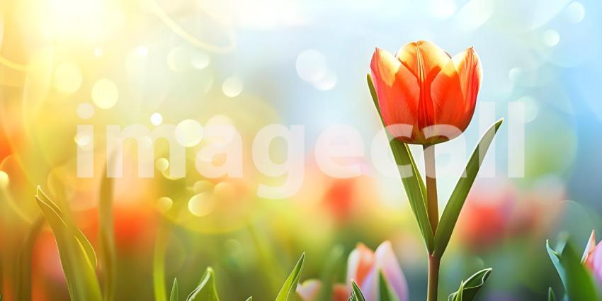 Beautiful spring tulips with space for text background - Ai Gene