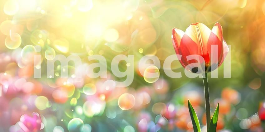 Beautiful spring tulips with space for text background - Ai Gene