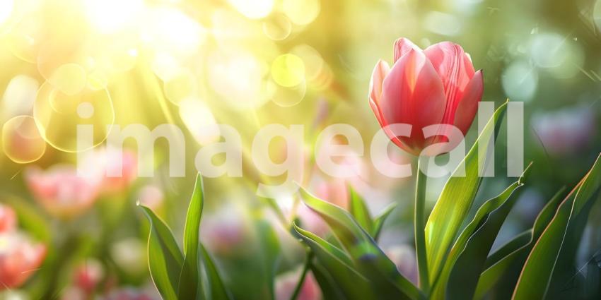Beautiful spring tulips with space for text background - Ai Gene