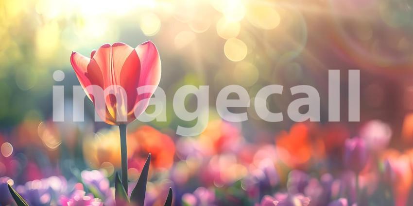 Beautiful spring tulips with space for text background - Ai Gene