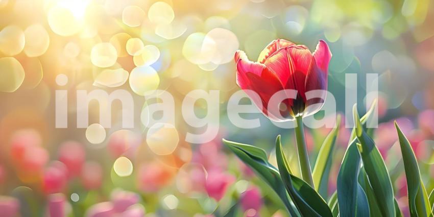 Beautiful spring tulips with space for text background - Ai Gene
