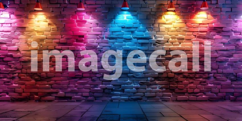 Beautiful Wall with multi color lights background - Ai Generated
