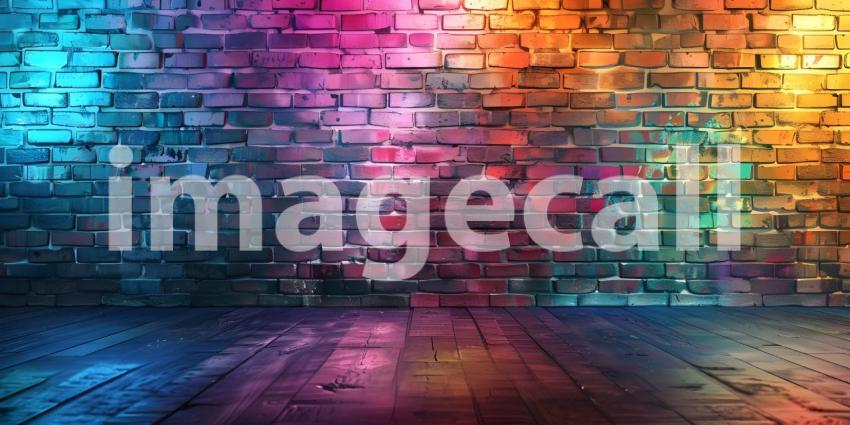 Beautiful Wall with multi color lights background - Ai Generated