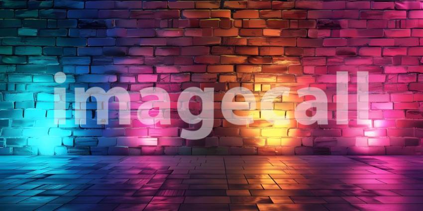 Beautiful Wall with multi color lights background - Ai Generated