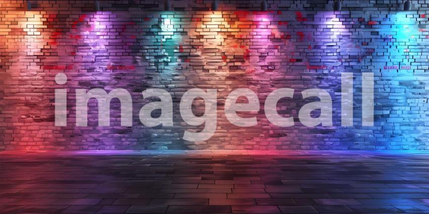 Beautiful Wall with multi color lights background - Ai Generated