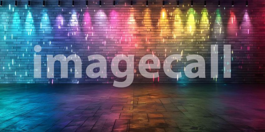 Beautiful Wall with multi color lights background - Ai Generated