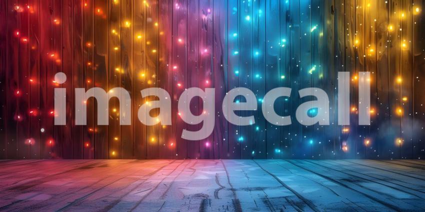 Beautiful Wall with multi color lights background - Ai Generated