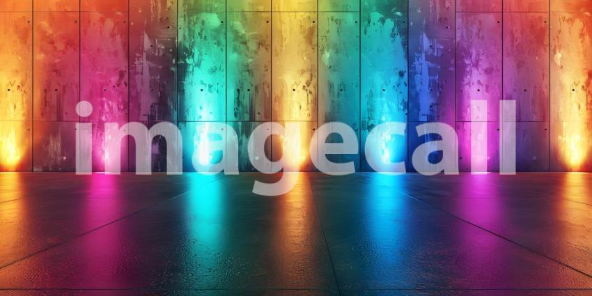 Beautiful Wall with multi color lights background - Ai Generated