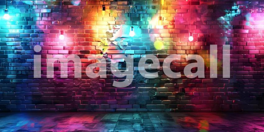 Beautiful Wall with multi color lights background - Ai Generated