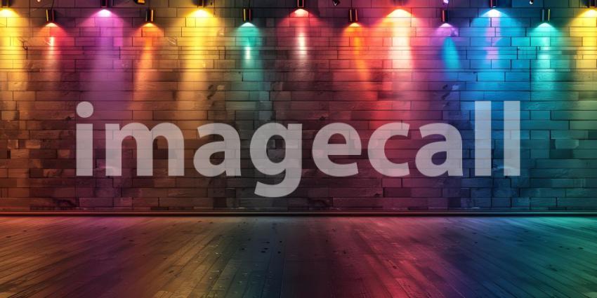 Beautiful Wall with multi color lights background - Ai Generated