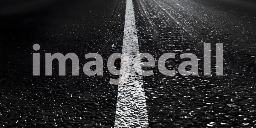 Black asphalt road with white dividing lines background - Ai Gen