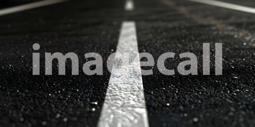 Black asphalt road with white dividing lines background - Ai Gen