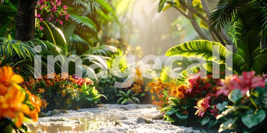 Botanical Garden Background, Background Set in a Botanical Garde
