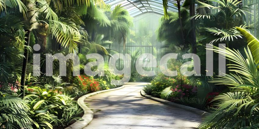 Botanical Garden Background, Background Set in a Botanical Garde