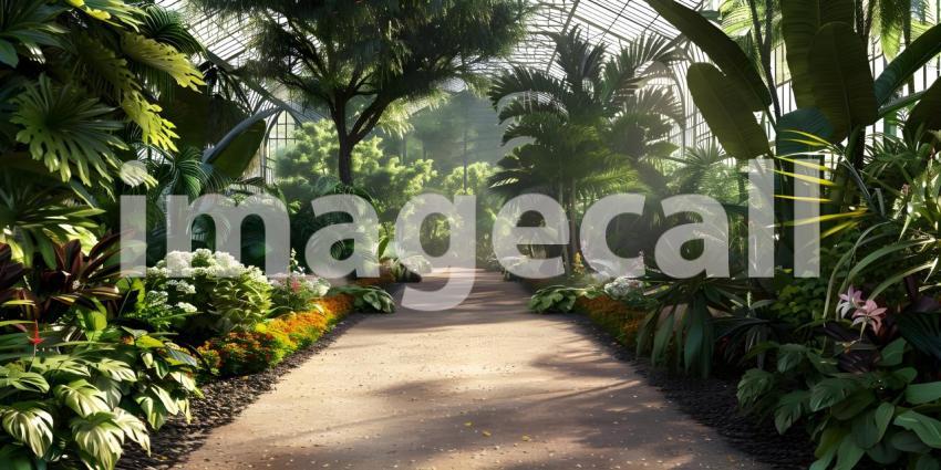 Botanical Garden Background, Background Set in a Botanical Garde