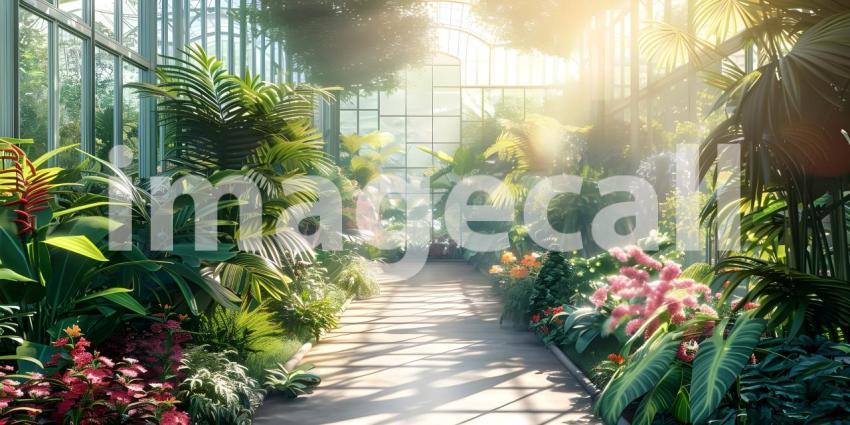 Botanical Garden Background, Background Set in a Botanical Garde