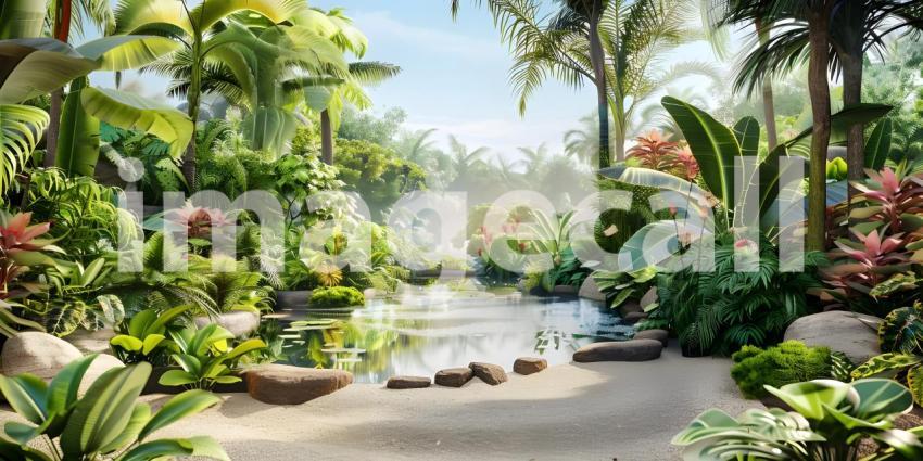 Botanical Garden Background, Background Set in a Botanical Garde