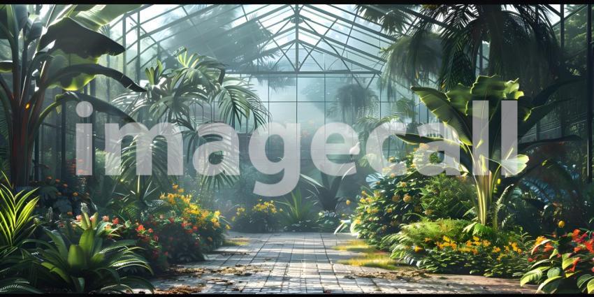 Botanical Garden Background, Background Set in a Botanical Garde