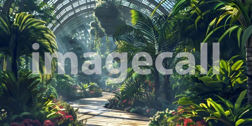 Botanical Garden Background, Background Set in a Botanical Garde