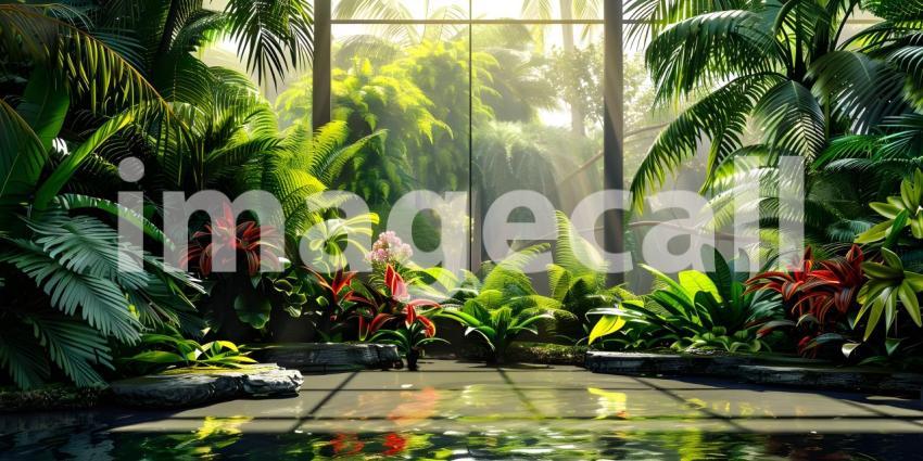 Botanical Garden Background, Background Set in a Botanical Garde