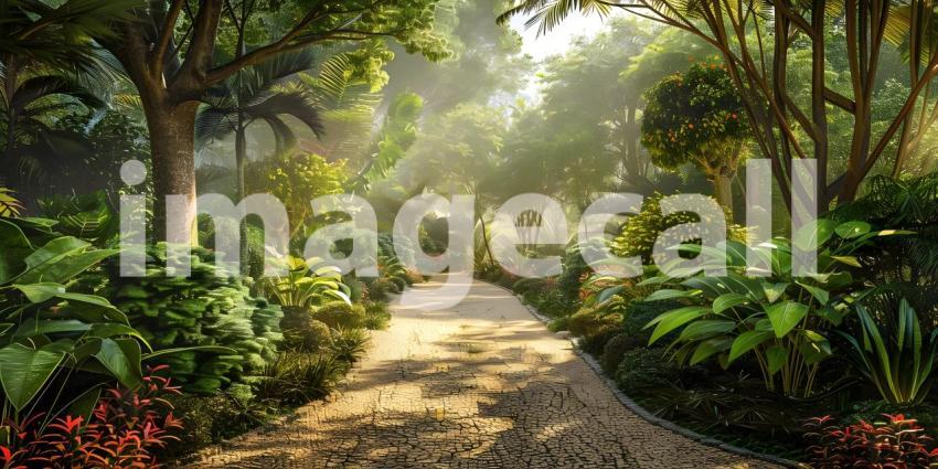 Botanical Garden Background, Background Set in a Botanical Garde