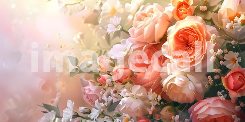 Bouquet of flowers in pastel colors background - Ai Generated