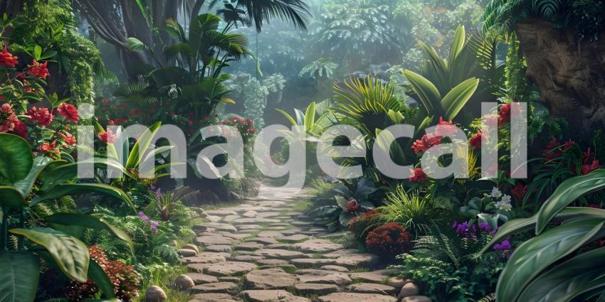 Botanical Garden Background, Background Set in a Botanical Garde