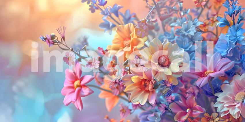Bouquet of flowers in pastel colors background - Ai Generated