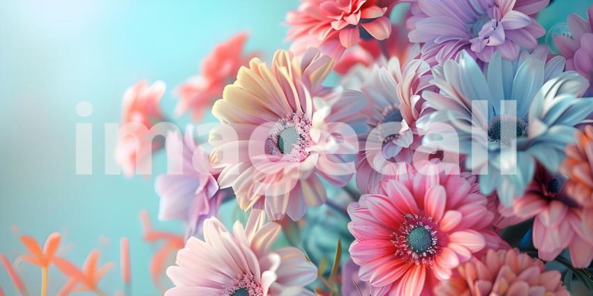 Bouquet of flowers in pastel colors background - Ai Generated