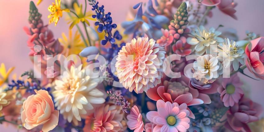 Bouquet of flowers in pastel colors background - Ai Generated