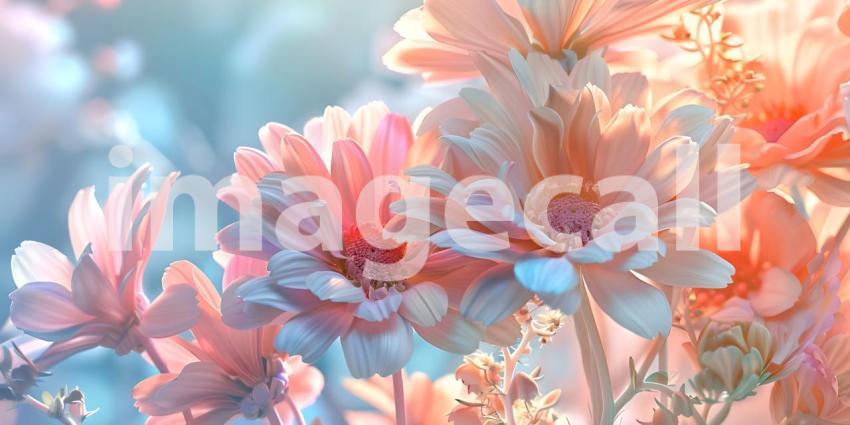 Bouquet of flowers in pastel colors background - Ai Generated